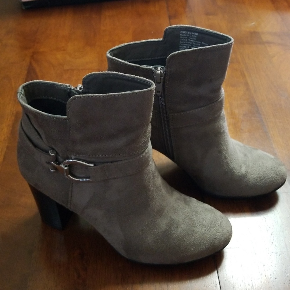 Grey suede booties